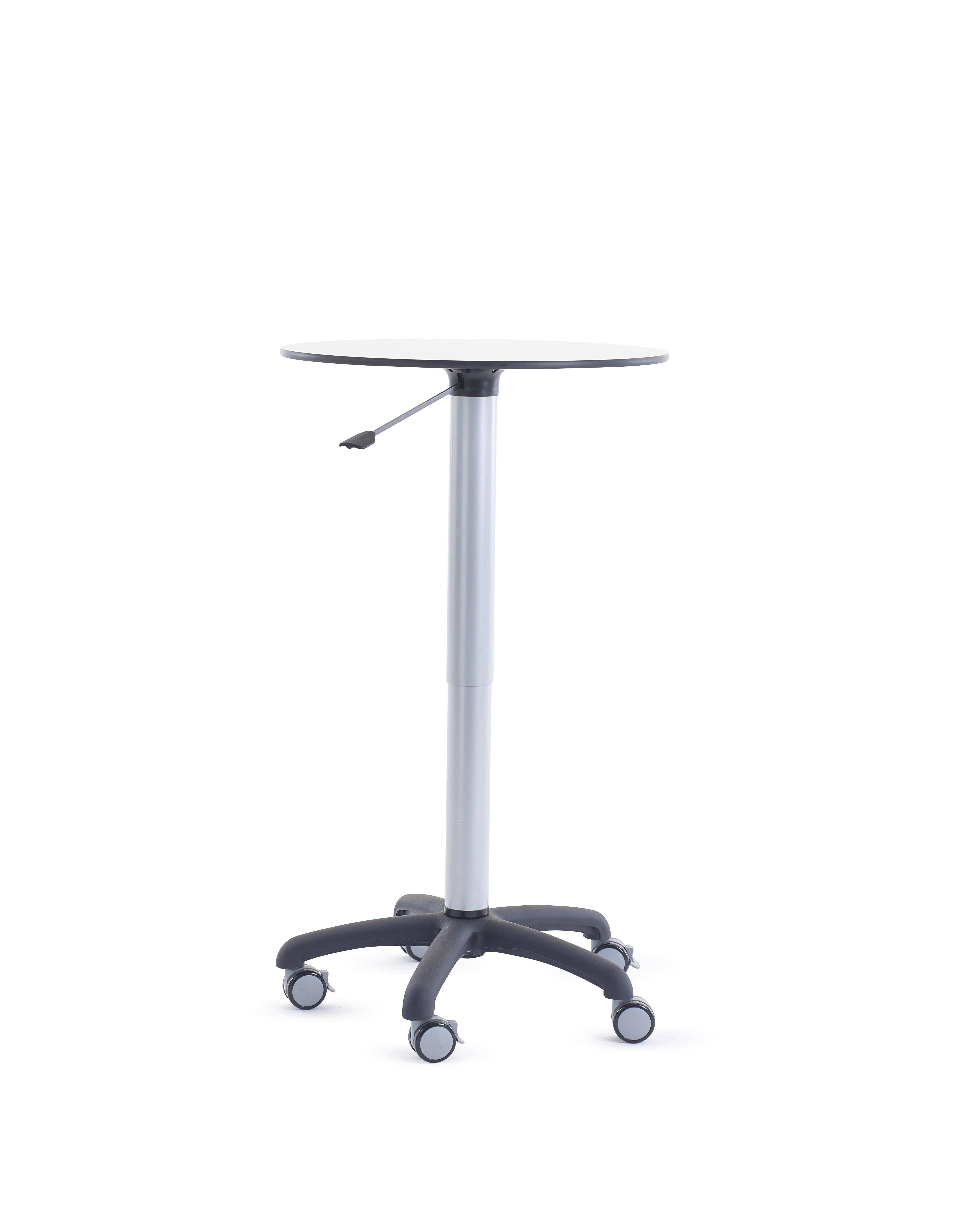 Höhenverstellbarer Tisch, Vollkernplatte, Durchmesser: 60 cm, H: 78-122 cm aus der Kategorie Lehrertische