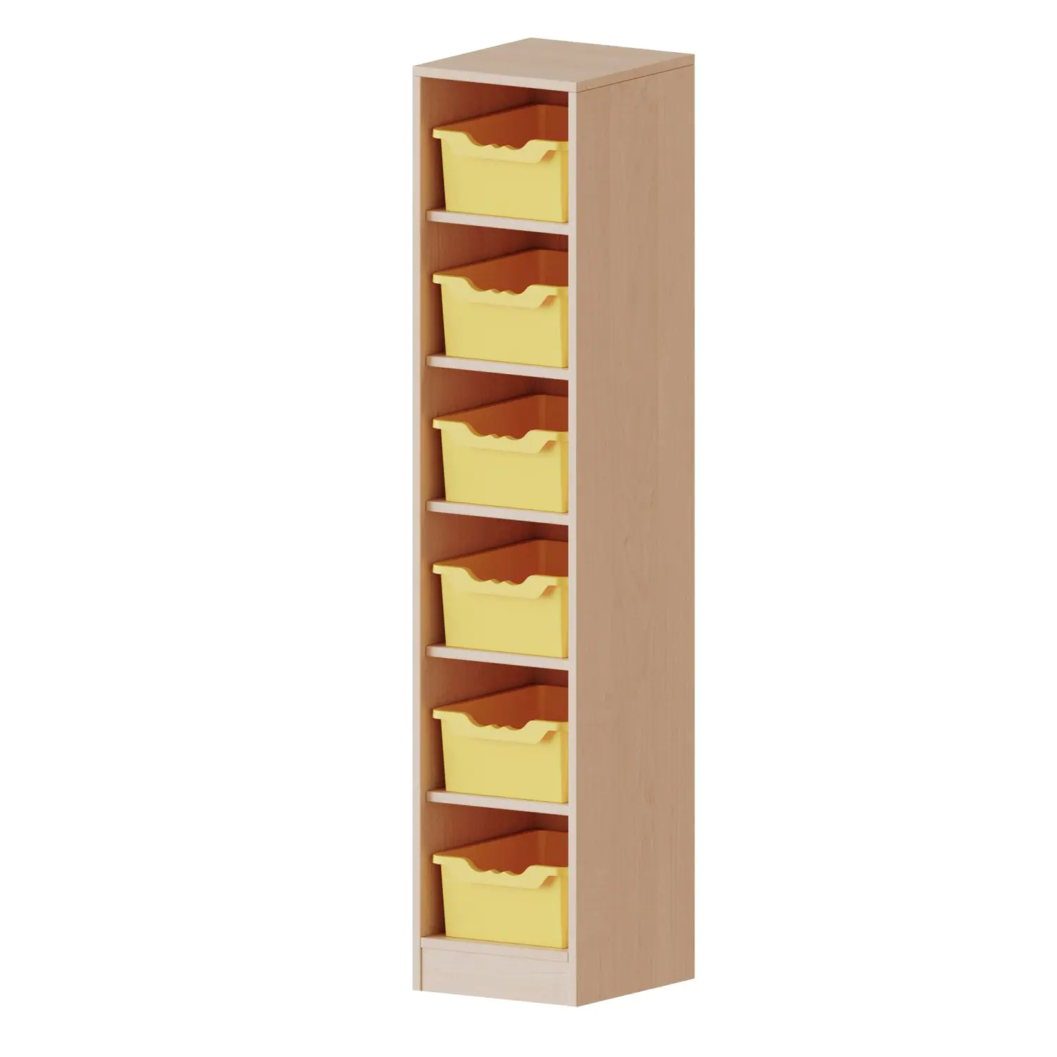 Taschenregal, 4,5 OH, 6 halbhohe Fächer, je mit einer hohen Box, B/H/T 36,1x172x40cm aus der Kategorie Schulranzenregale