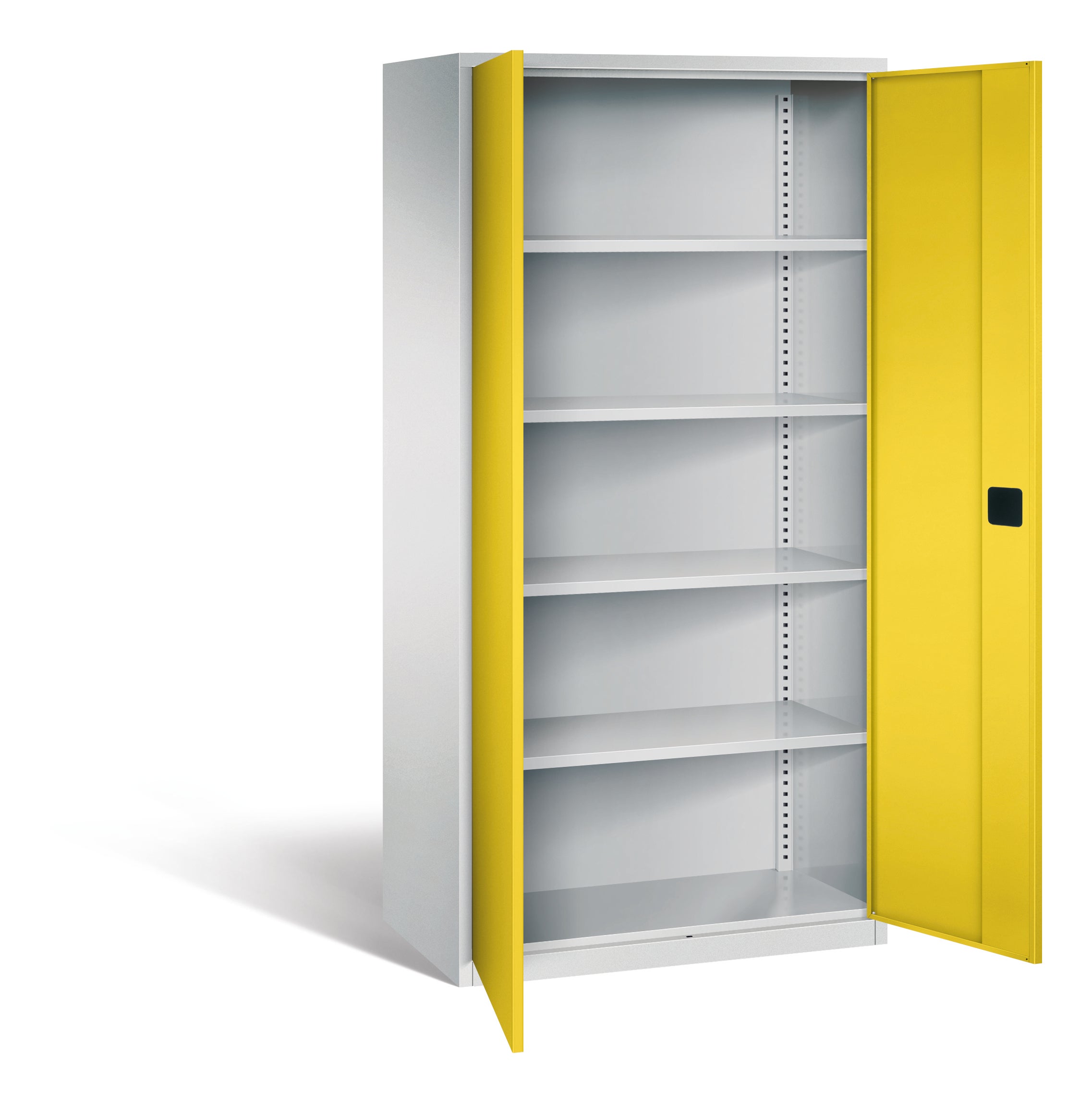 Stahl-Drehtüren-Schrank, 195 cm hoch, 120x50 cm (B/T), 4 Böden, aus der Kategorie Stahl-Schränke mit Dreh-Türen
