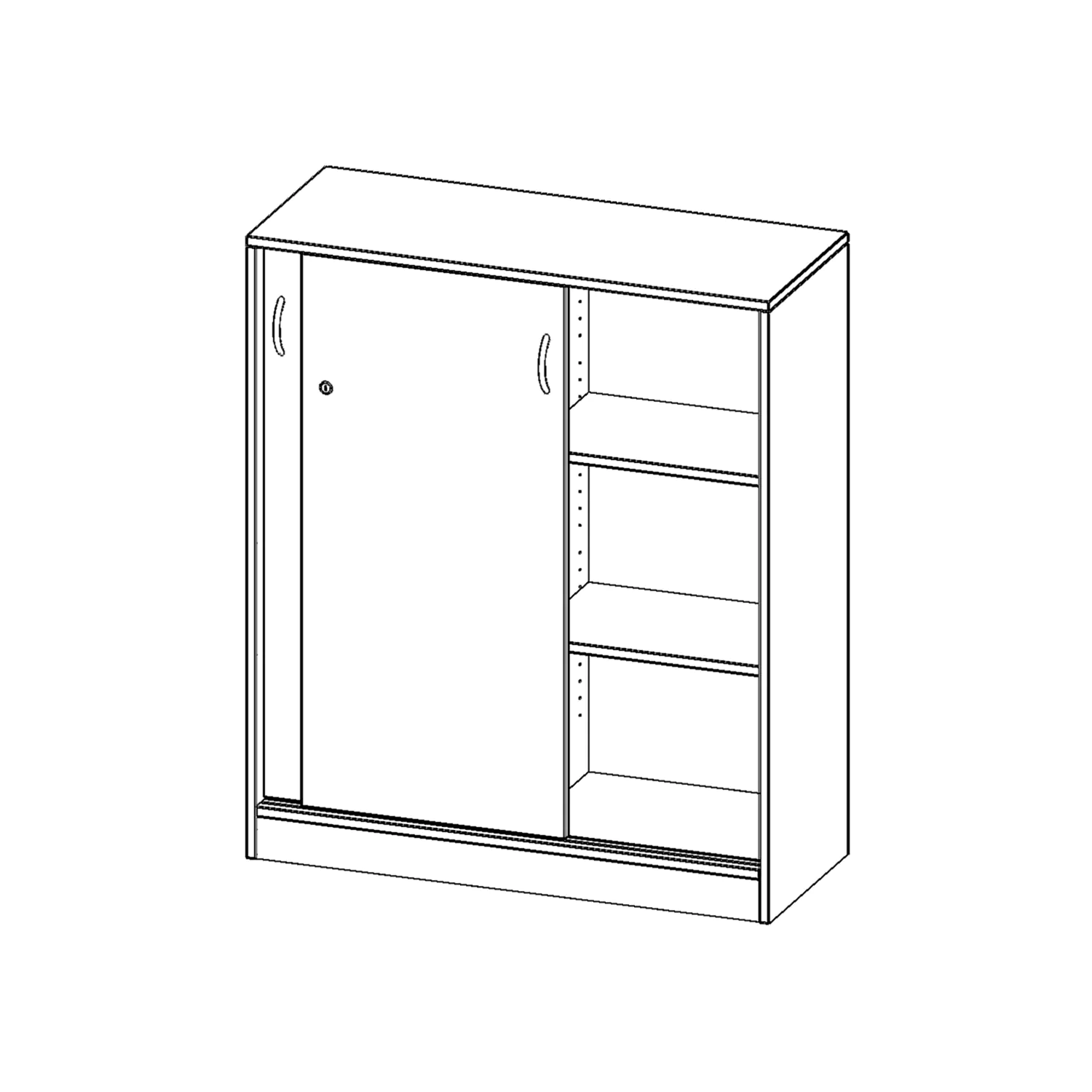 Schiebetürenschrank, 3 OH, abschließbar, B/H/T 100x118x40cm aus der Kategorie Schränke allgemein
