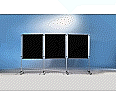 Stecktafel-Set, 3 Tafeln 120x100 cm, 2 Rollstative