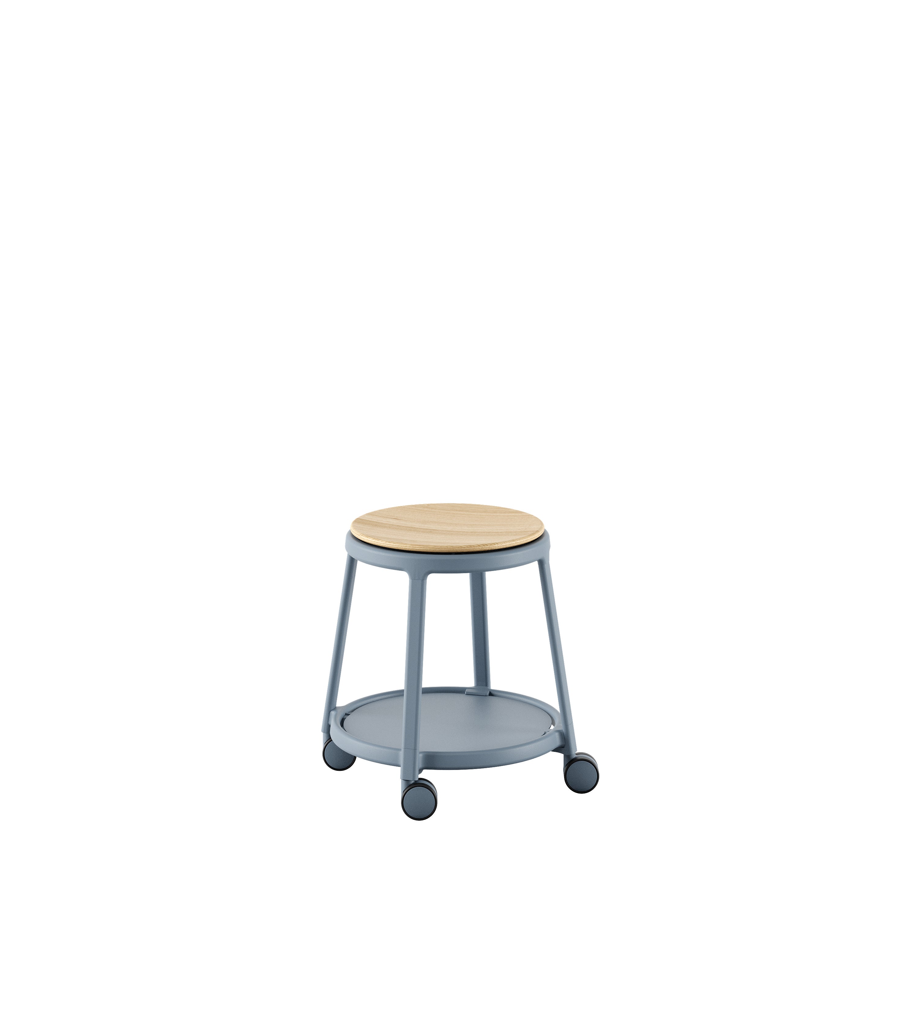 ROUND&ROLL feste Sitzfläche aus Holz, fahrbar aus der Kategorie Hocker