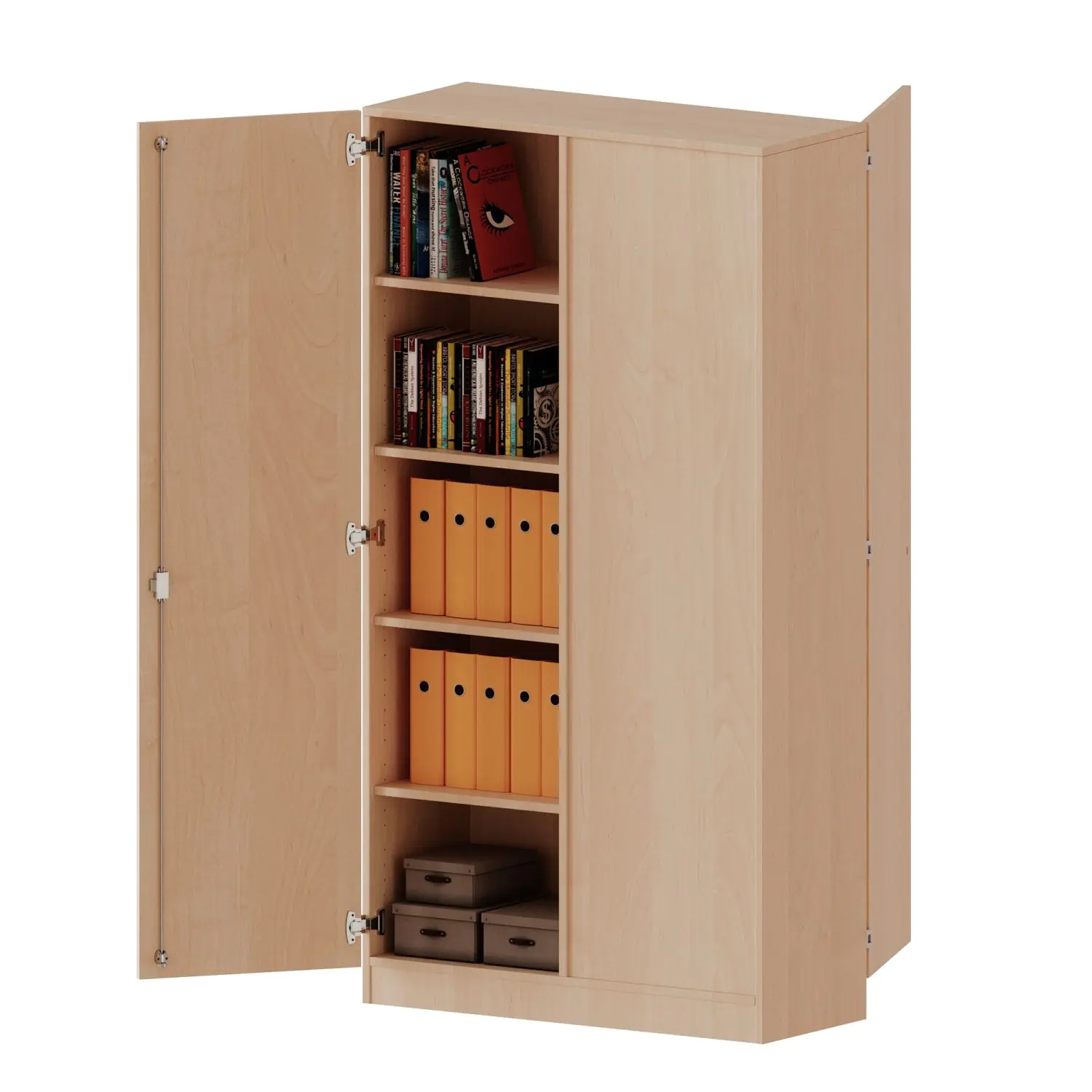 Raumteiler Schrank, 5 OH, 2 Türen, wechselseitig angeordnet, abschließbar, B/H/T 100x190x60cm aus der Kategorie Funktionale Tische