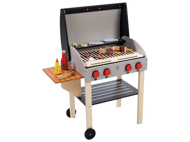 Grill für Kinder mit Zubehör: 1 Grill B/H/T 67 x 62 x 36 cm , 2 Spieße, 2 Fische,