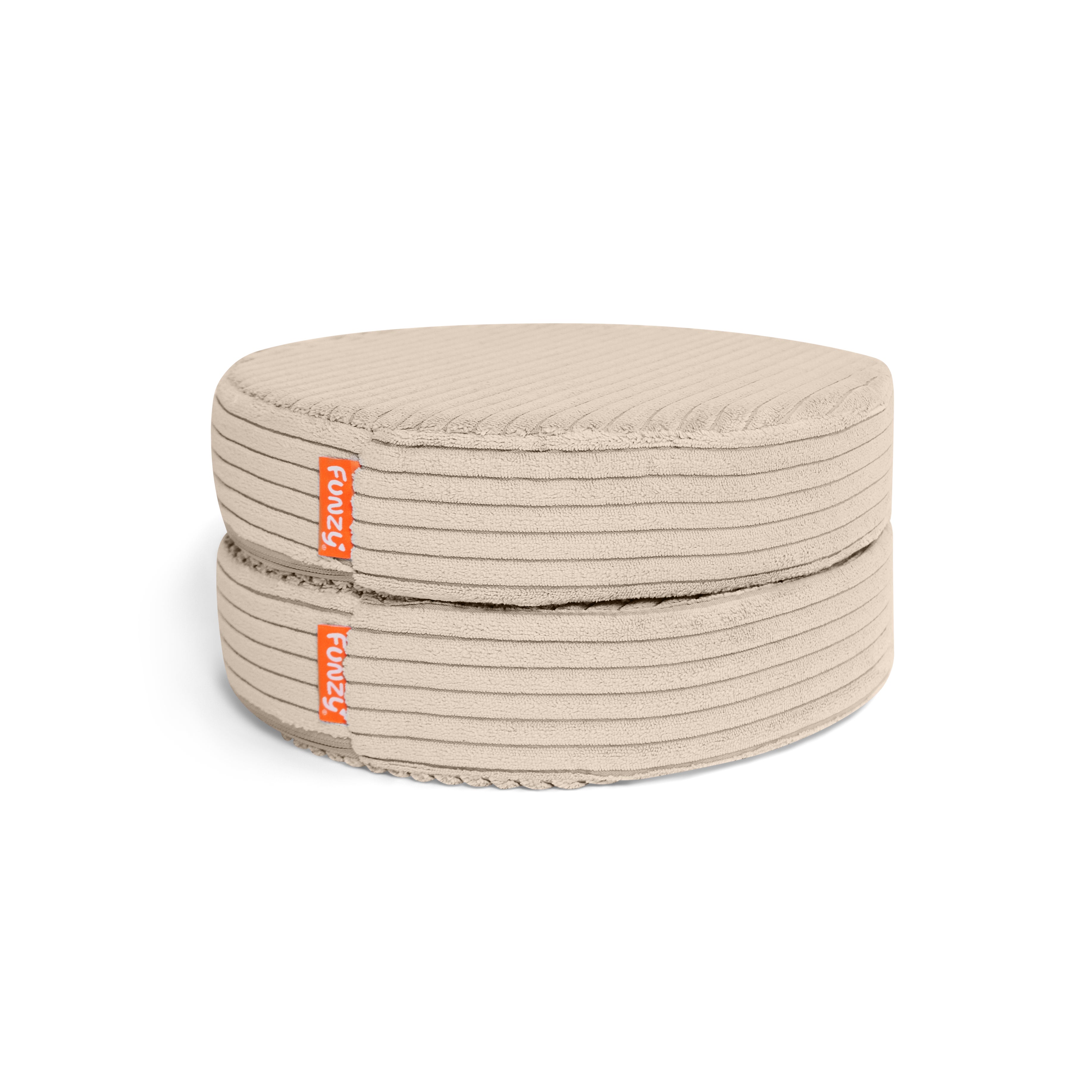 Funzy Buttons Ø 32cm, Höhe 7cm, Set aus 12 runden Spiel- und Sitzkissen mit Cordbezug aus der Kategorie Funzy