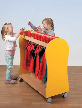 Handtuch- und Zahnputzwagen für 20 Kinder, B/H/T: 100 x 92 x 40 cm, für Handtücher bis 60 cm Länge aus der Kategorie Hygiene
