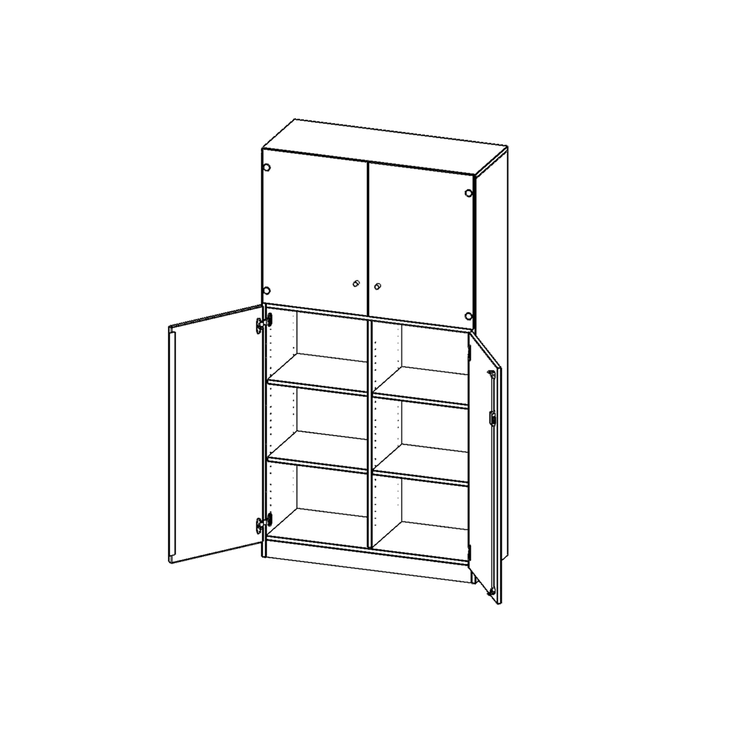 Schrank, 5 OH, Türen unten (3OH), oben 2 Vitrinentüren 2 Türen, abschließbar, B/H/T 100x190x60cm aus der Kategorie Schränke allgemein