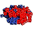 Steck-Würfel 1,7 cm Kantenlänge, 100 Stück, je 50, blau/rot gemischt,