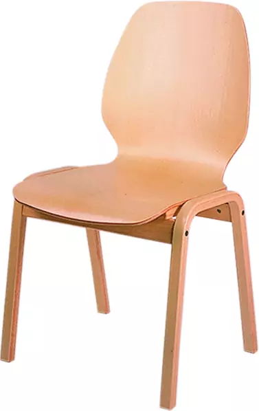 Holz-Stuhl ohne Armlehnen, Sitzschale Buche natur aus der Kategorie Gestell Holz - Schale Holz