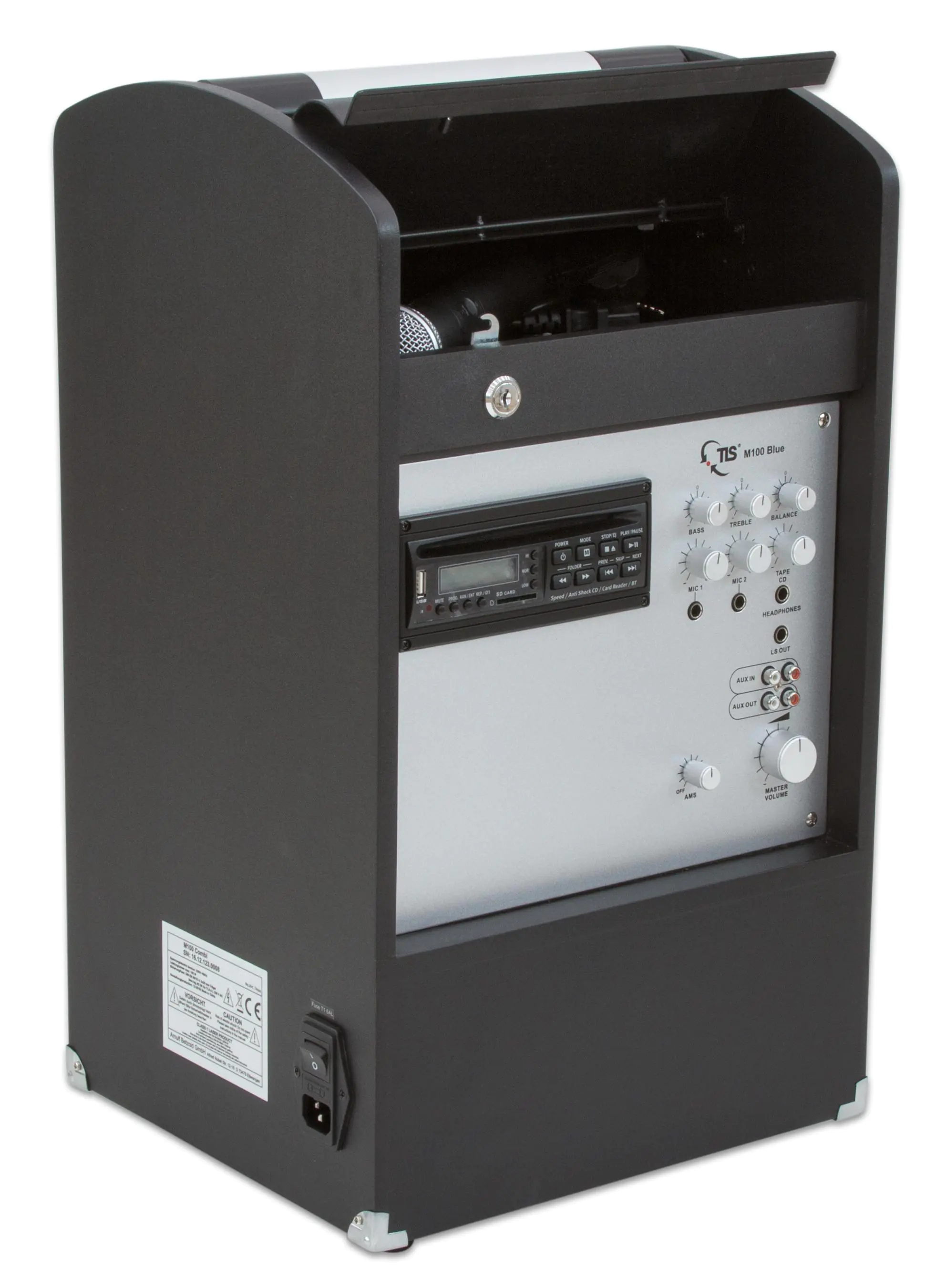 TLS M100 Blue, 120 Watt Musikleistung inkl. Bluetooth USB- und AUX-IN Anschlüsse im Fach aus der Kategorie Audiotechnik
