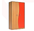 Wellentürenschrank, 190 cm hoch, 105x50 cm (B/T), Tür rechts rot,