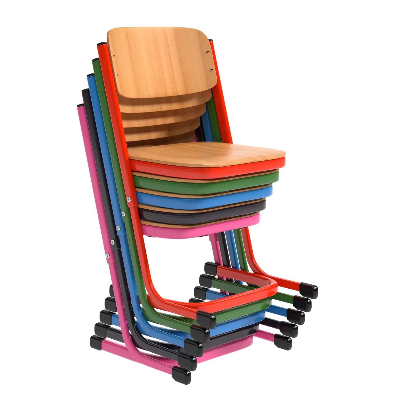 Schülerstuhl, geschlossener Sitzträger, Doppel-U-Fuß, höhenverstellbar von 38-46 cm, aus der Kategorie Schülerstühle