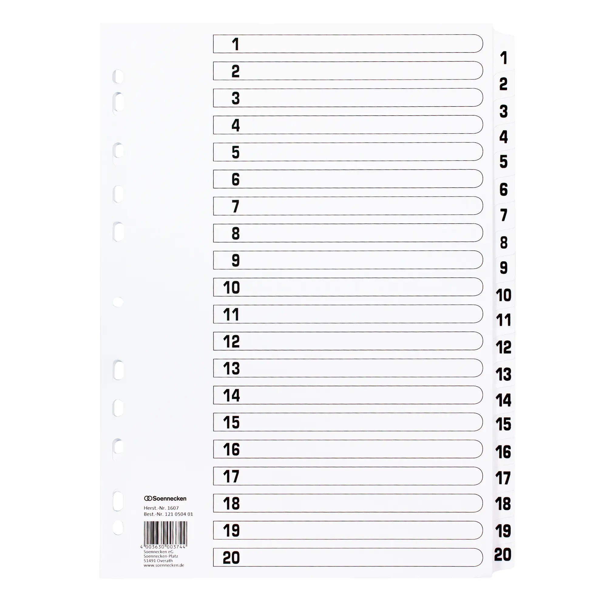 Soennecken Register Mylar 1- 20 ws aus der Kategorie Register