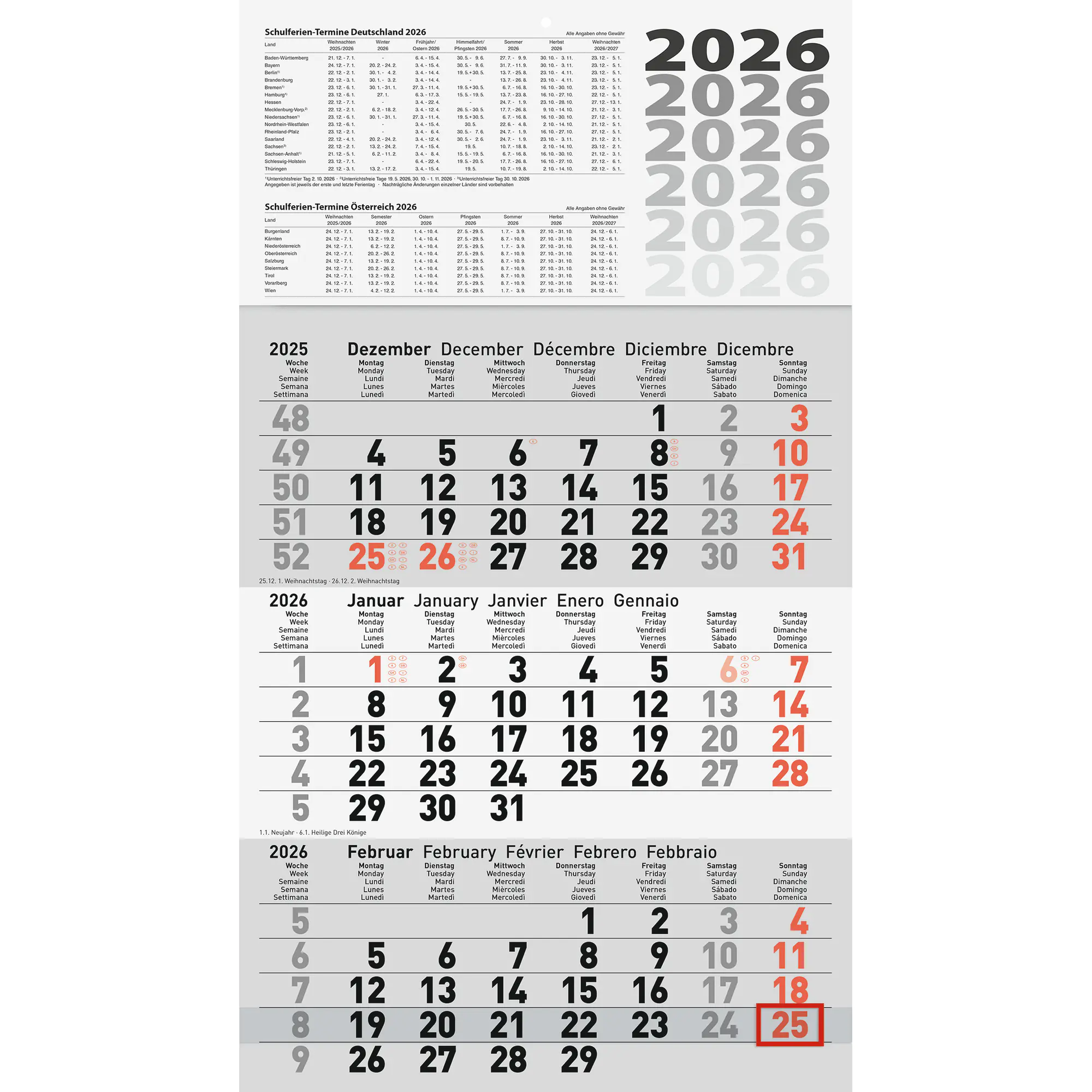 Glocken Wandkalender 30x52cm 3M/1S aus der Kategorie Kalender & Zubehör