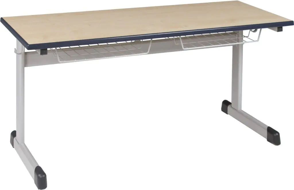 Zweierschülertisch, 120x50 cm (B/T), Platte: 19mm MDF, PU-Kante, Stifteablage, zwei Mappenhaken aus der Kategorie Modell T Einertisch