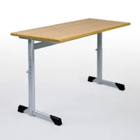 Zweierschülertisch, höhenverstellbar 52-70cm, ABS Kante, 2 Mappenhaken aus der Kategorie Schülertische