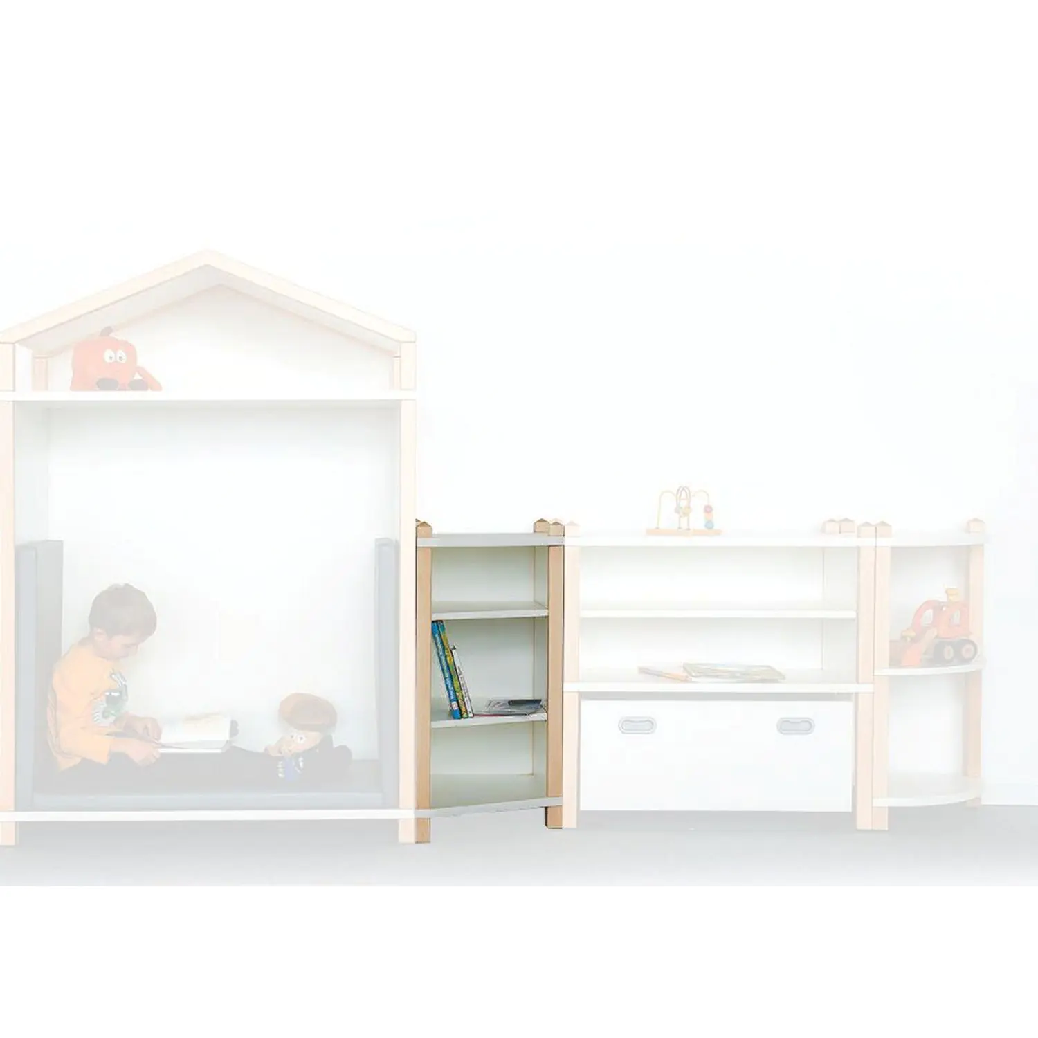 Ausgleichsregal in Stollenbauweise, einzeln, rechts angestellt aus der Kategorie offene Regale