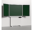 Klapp-Schiebetafel wandmontiert, Stellfuß, Mittelfläche 150x120 cm, Stahlemaille grün aus der Kategorie wandmontierte Klapp-Schiebe-Tafeln