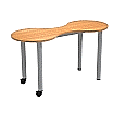Kleeblatt 2er Tisch, 118x49 cm (B/T), Höhe wählbar, fahrbar,