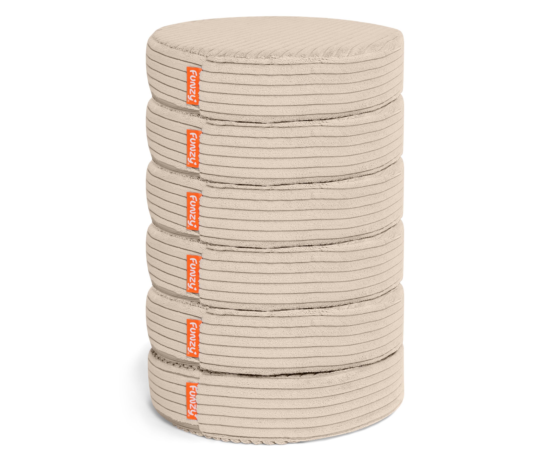 Funzy Buttons Ø 32cm, Höhe 7cm, Set aus 12 runden Spiel- und Sitzkissen mit Cordbezug aus der Kategorie Polstermöbel
