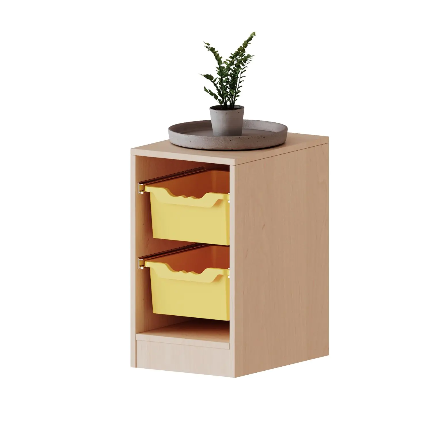 ErgoTray Regal, einreihig, 1,5 OH, fahrbar, 2 hohe Boxen, B/H/T 36,1x64x50cm aus der Kategorie Klassenraumregale