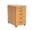 Rollcontainer, Höhe 72 cm, 43x62 cm (B/T), 5 Schubladen, abschließbar, aus der Kategorie Schreibtisch Container