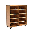 Klassenraumregal,  98 cm hoch,  94x40 cm (B/T), 10 Fächer, 2-spaltig aus der Kategorie Klassenraumregale HOLZ