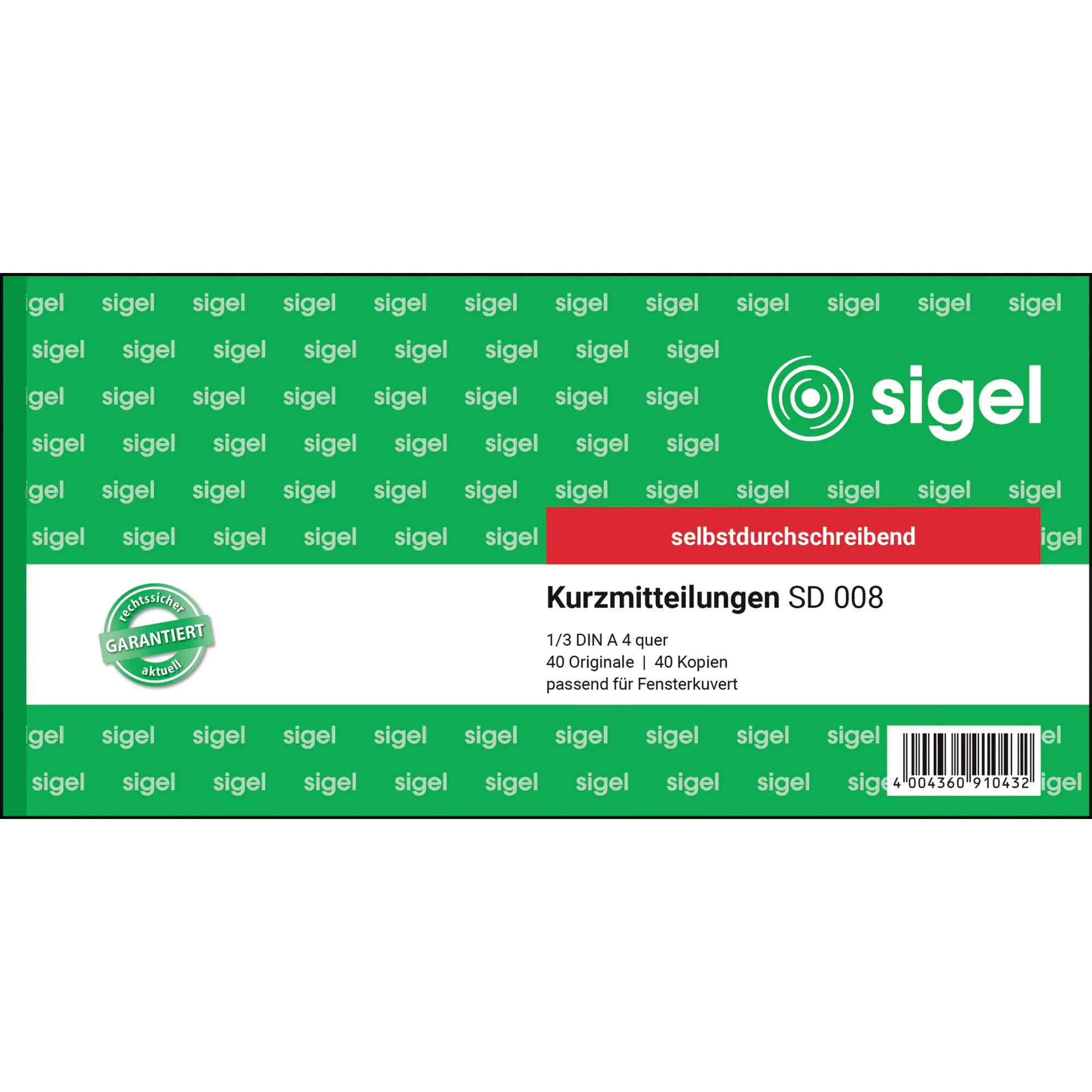Sigel Kurzmitteilung 1/3 DIN A4 quer 2x40Blatt aus der Kategorie  Formulare & Verträge
