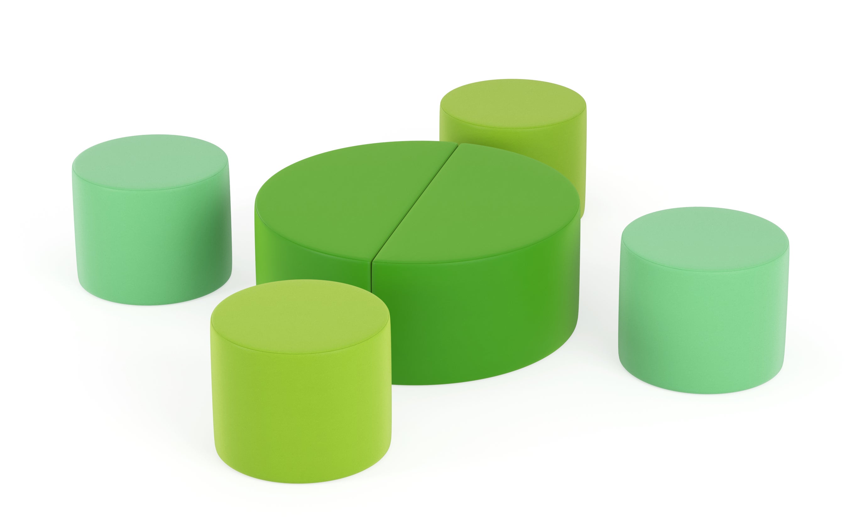 TOBO light Pouf-Set, 6-teilig, grün, Schaumstoff, Meditap aus der Kategorie Sitzsäcke