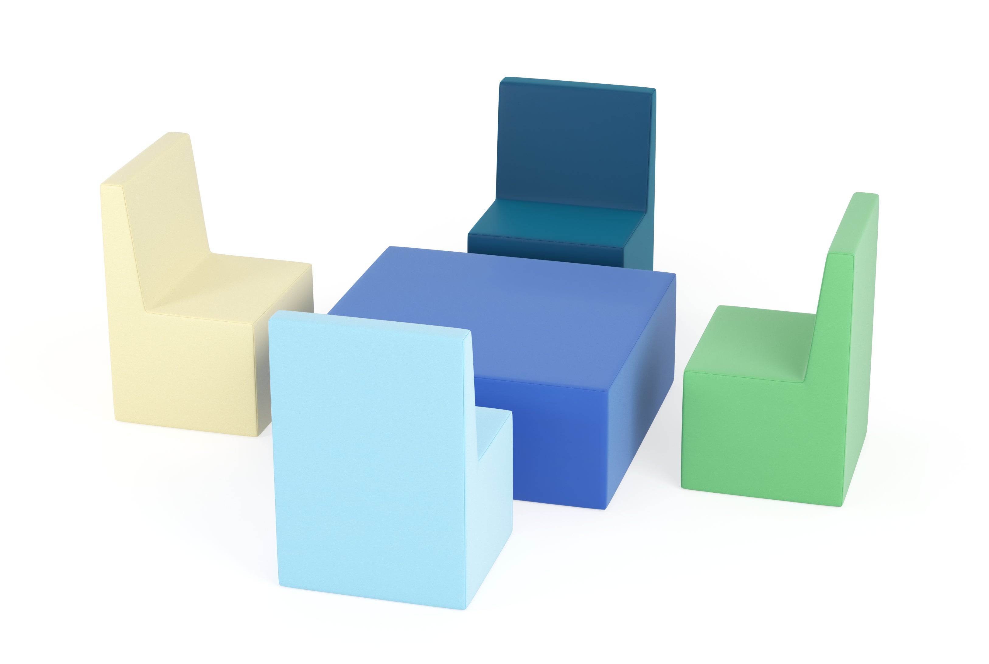 TOBO light Pouf-Set, 5-teilig, blau, Schaumstoff, Meditap aus der Kategorie Polsterelemente