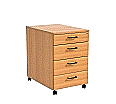 Rollcontainer, Höhe 62 cm, 43x62 cm (B/T), 4 Schubladen, abschließbar,