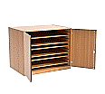 Papierschrank,  90 cm hoch, 111x81 cm (B/T), 6 Böden, 2 Türen, aus der Kategorie Funktionale Tische
