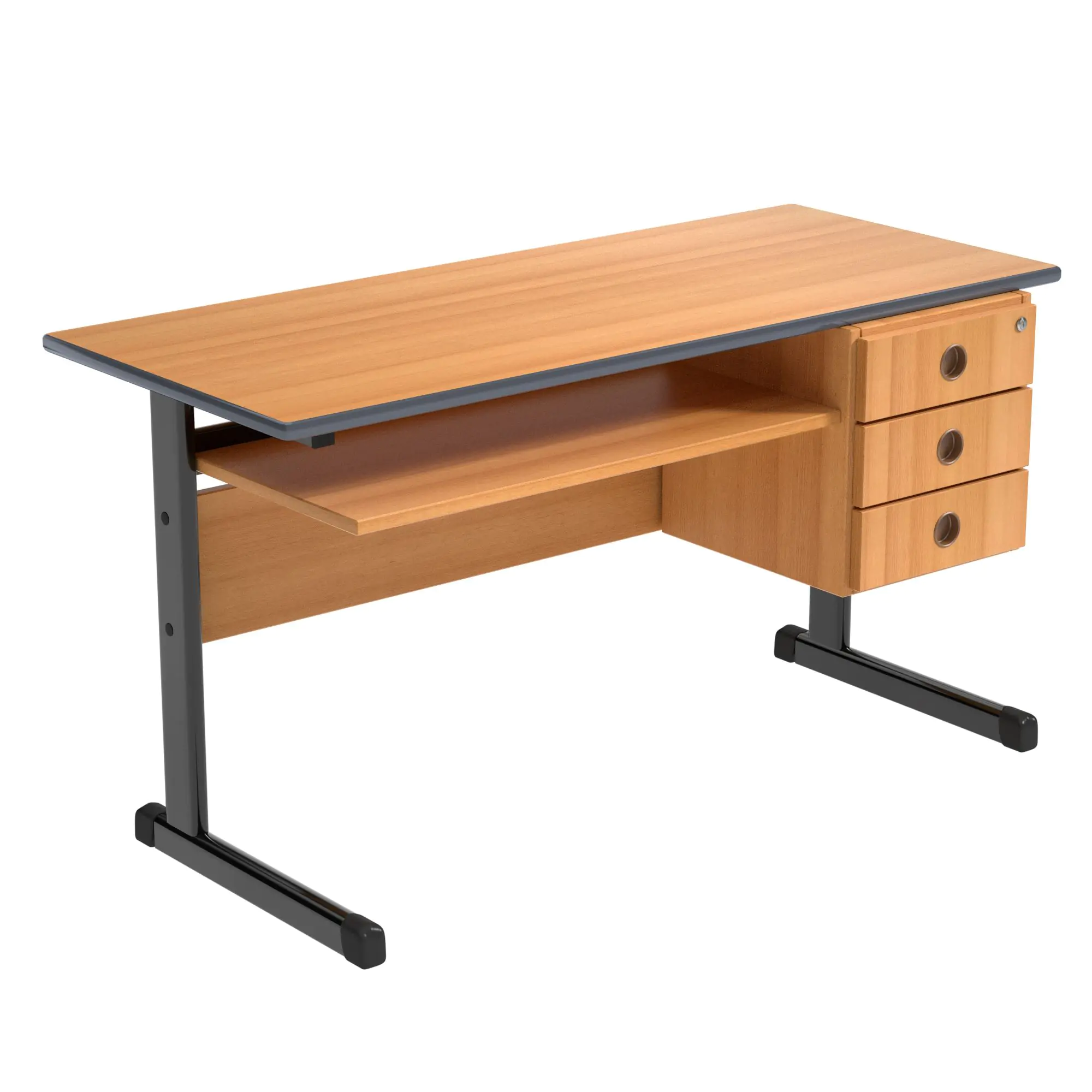 Lehrertisch, 130x65 cm (B/T), 76 cm hoch, Platte: Melamin, PU-Kante, aus der Kategorie Lehrertische