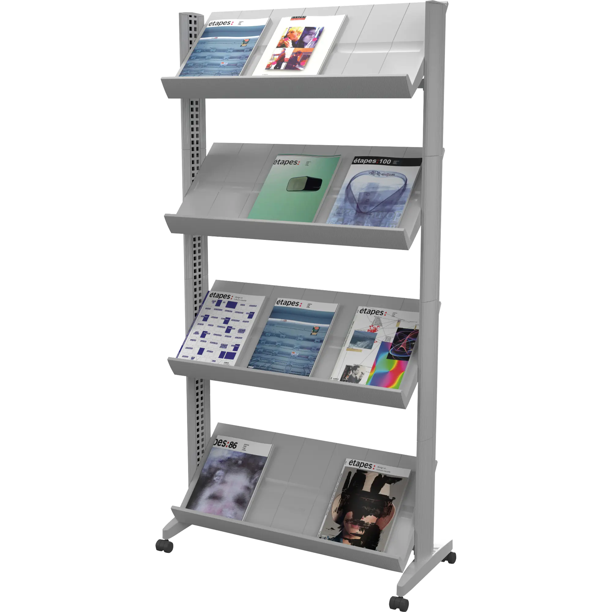 Paperflow Prospekthalter mobil 4Fächer alu aus der Kategorie Prospekthalter