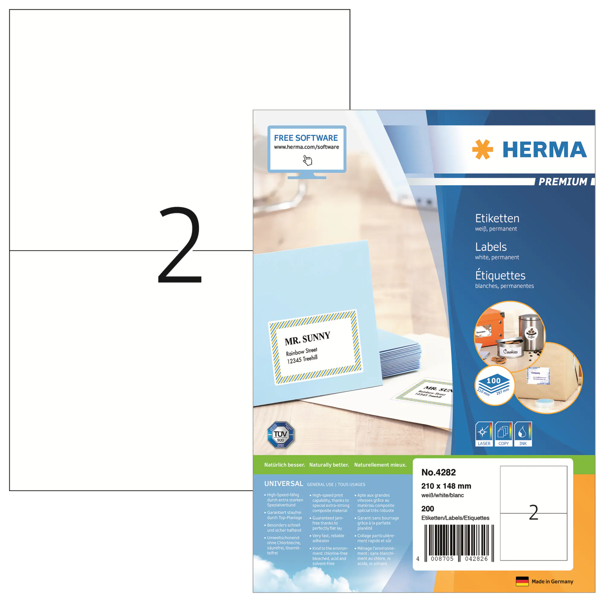 Herma Etikett PREMIUM 210x148,5mm weiß 200St aus der Kategorie Etiketten
