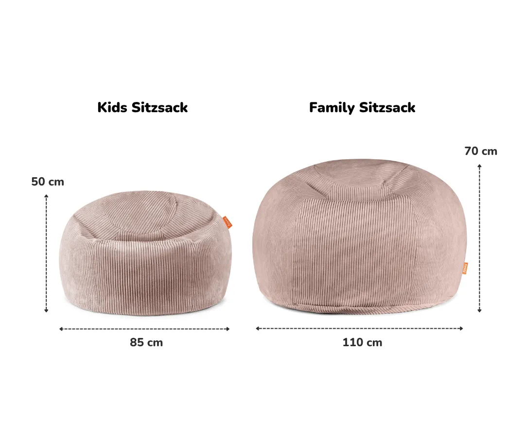 Funzy XL Sitzsack 85 × 50 × 50 cm (L × B × H), Gewicht 7,5kg mit Cordbezug aus der Kategorie Polstermöbel