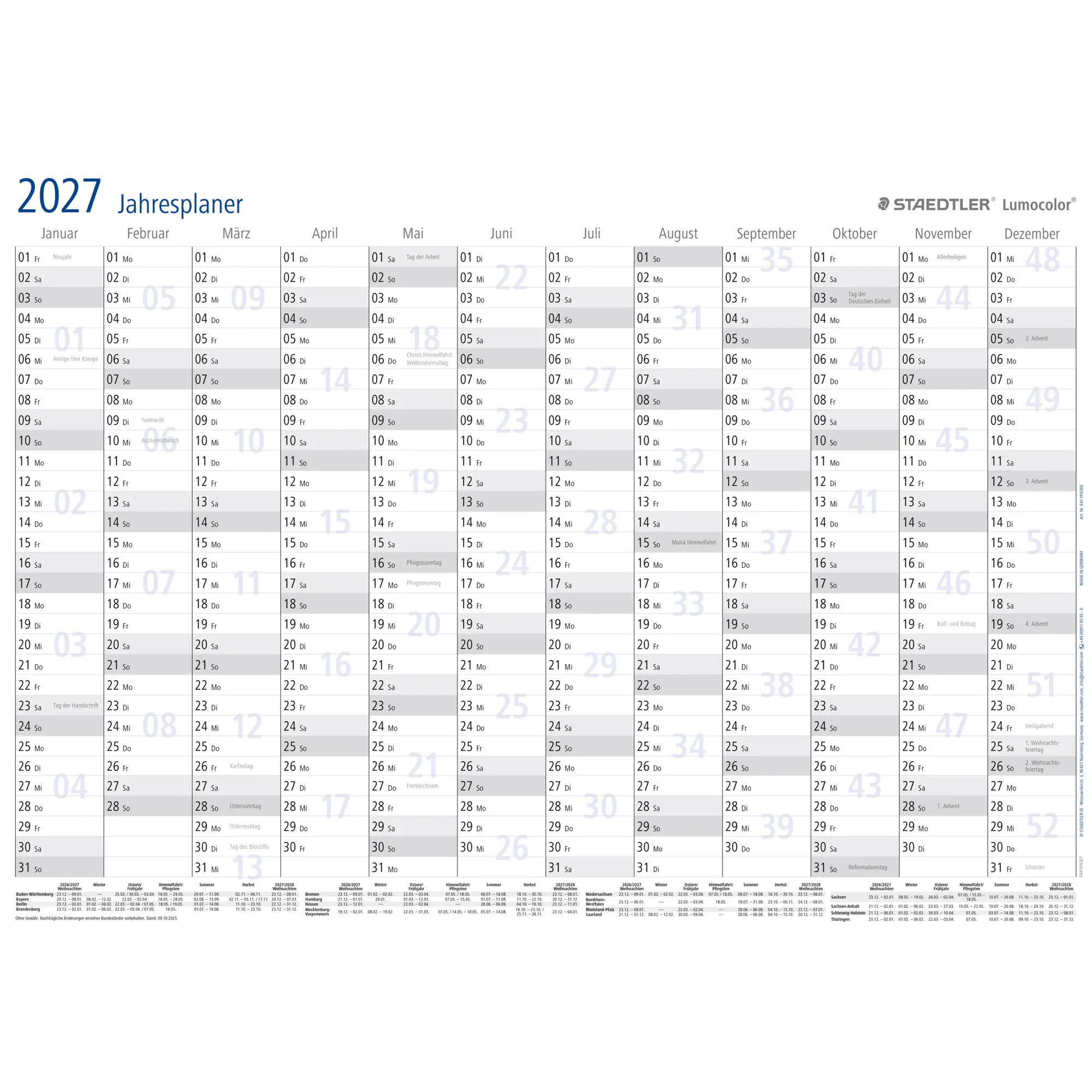 Staedtler Jahresplaner Lumocolor 84x60cm sw aus der Kategorie Kalender & Zubehör