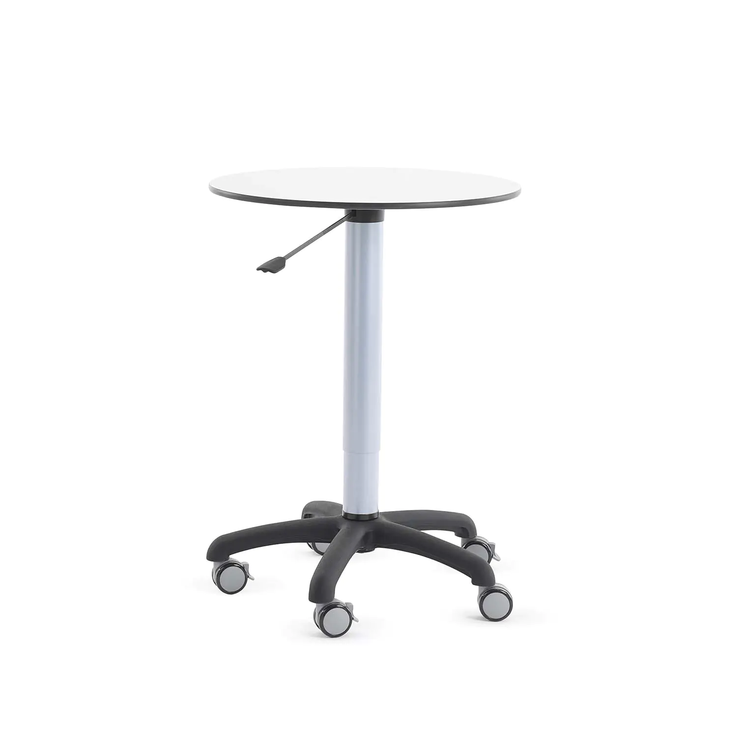 Höhenverstellbarer Tisch, Vollkernplatte, Durchmesser: 60 cm, H: 78-122 cm aus der Kategorie Lehrertische