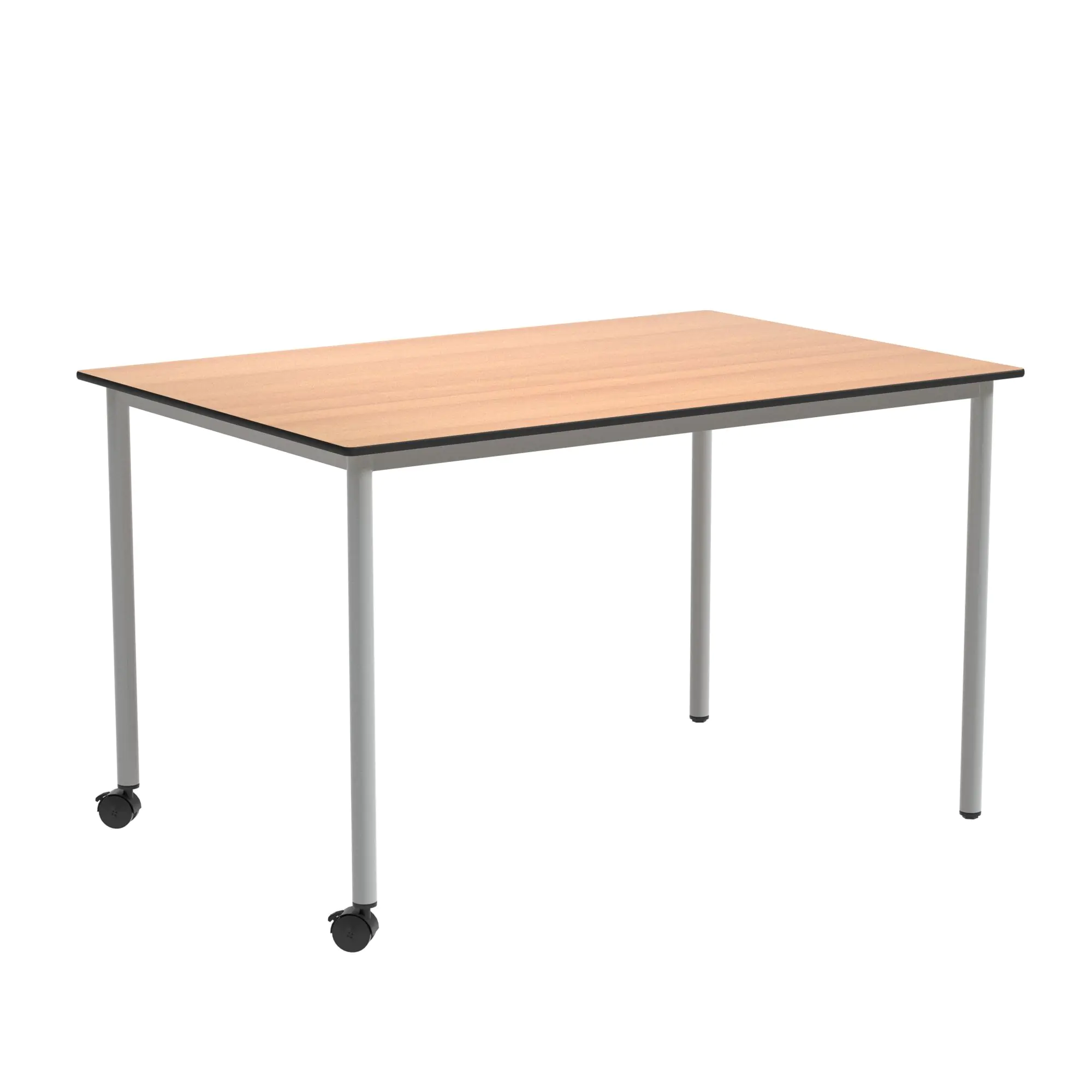 Rechtecktisch, 120x80 cm (B/T), 72 cm hoch, fahrbar (2 Füße mit Rollen),