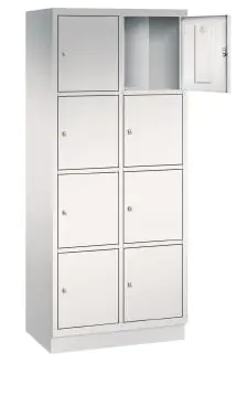 Schließfachschrank mit Stahlblechsockel, B/H/T 82,5x195x50, 2x4 Fächer aus der Kategorie Schließfachschränke