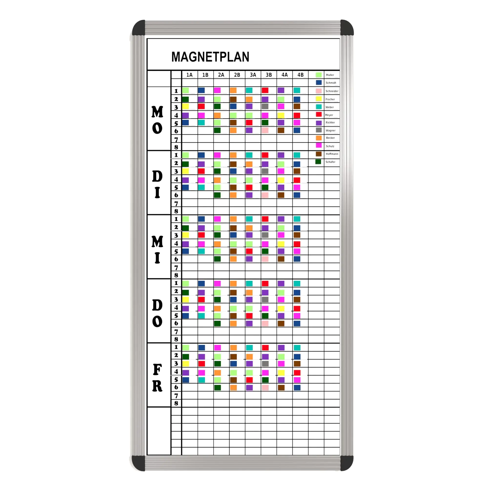 Klassen-Plantafel,  8 Stunden Mo-Fr, für 10 Klassen, 103x57 cm,