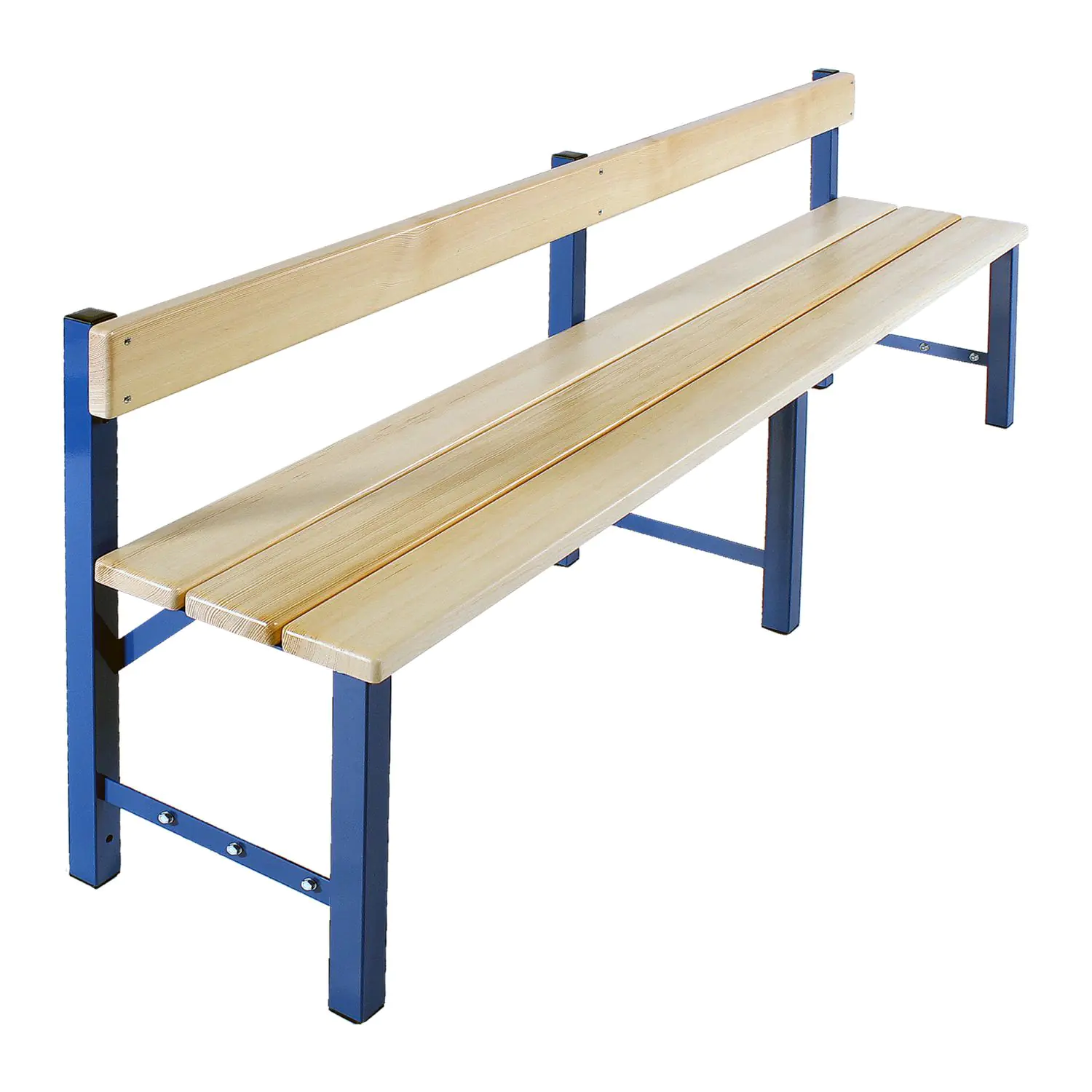 Sitzbank mit Rückenlehne freistehend, 200 cm, ohne Schuhrost, aus der Kategorie Garderobenbänke