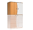 Wellentüren-Aufsatzschrank, 91 cm hoch, 105x50 cm (B/T), Tür rechts grau,