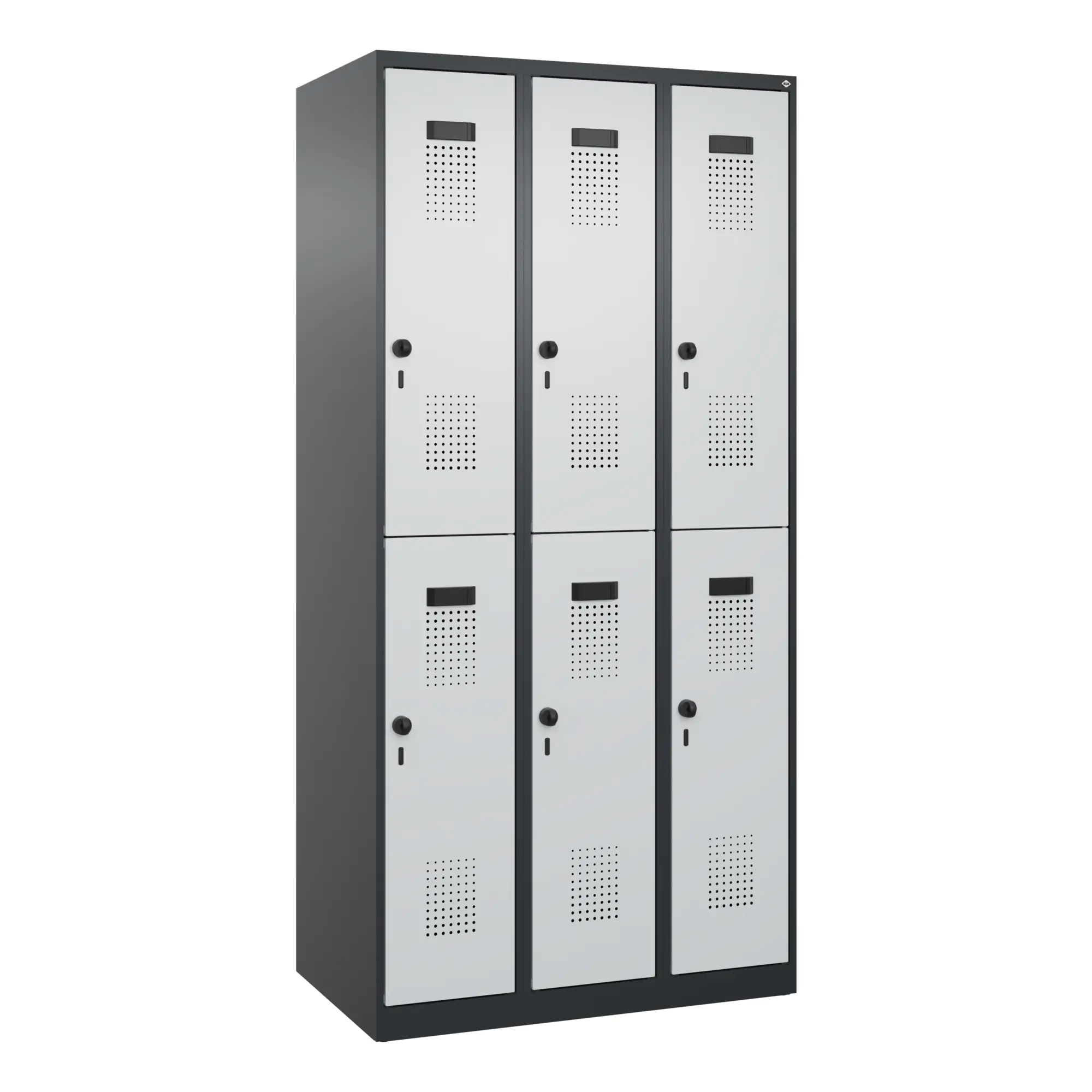 C+P Spind Evolo PLUS Doppel 6Fächer 1850x900x500 sgr/lgr aus der Kategorie Möbel & Ausstattung