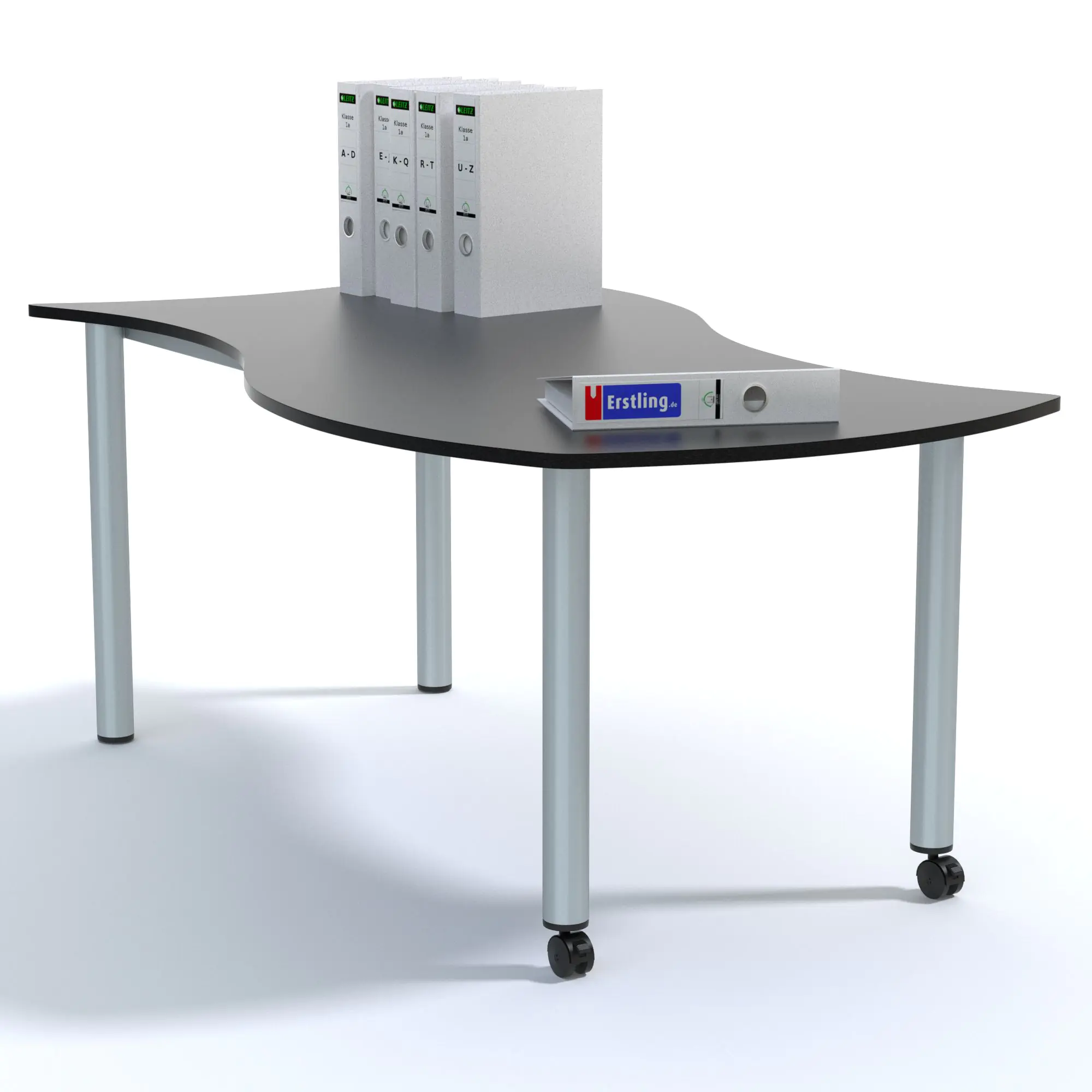 Wellentisch Rechteck, 160x80 (B/T), 72 cm hoch, fahrbar, (2 Füße mit Rollen), aus der Kategorie Wellentische