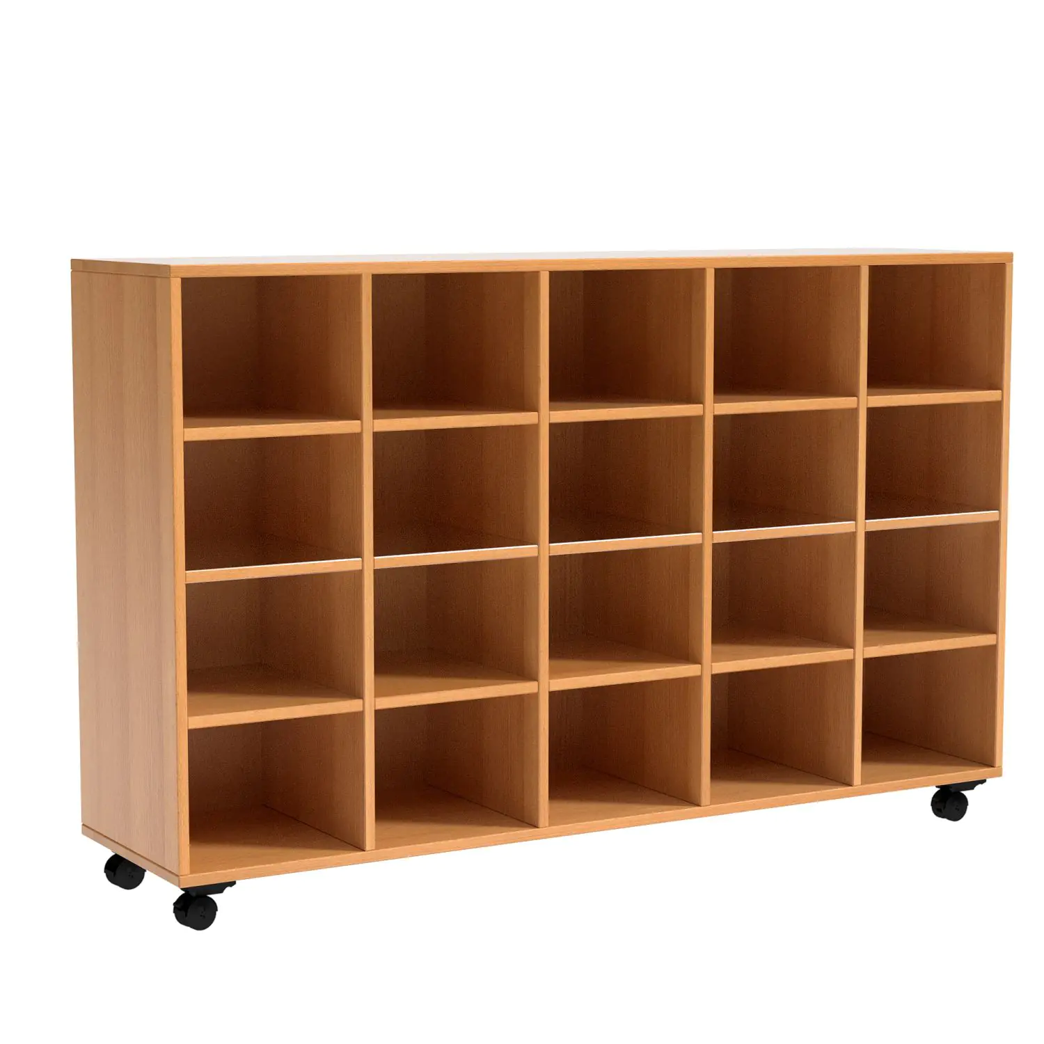 Klassenraumregal,  98 cm hoch, 162x40 cm (B/T), 20 Fächer, 5-spaltig aus der Kategorie Klassenraumregale HOLZ