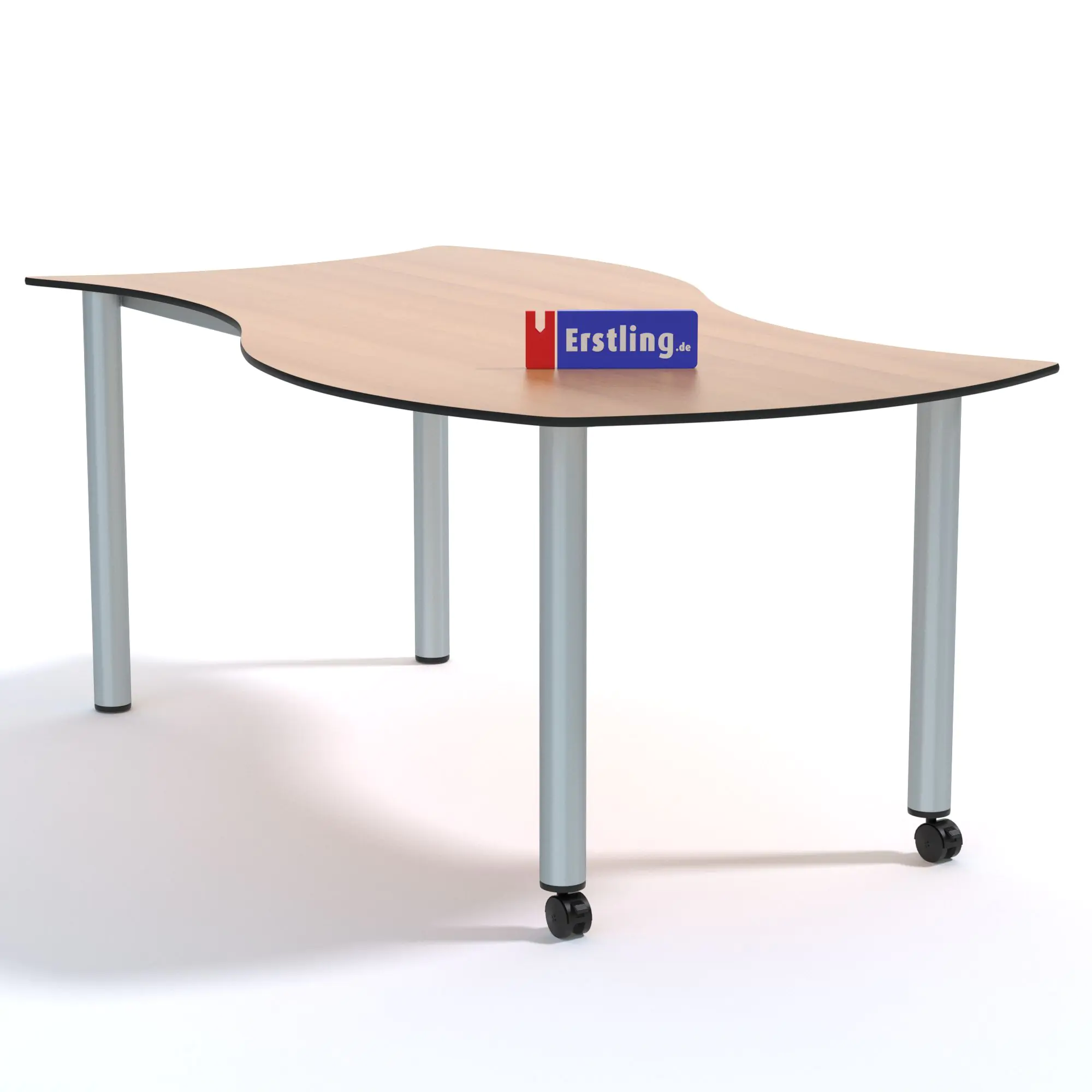 Wellentisch Rechteck, 160x80 (B/T), 72 cm hoch, fahrbar, aus der Kategorie Wellentische