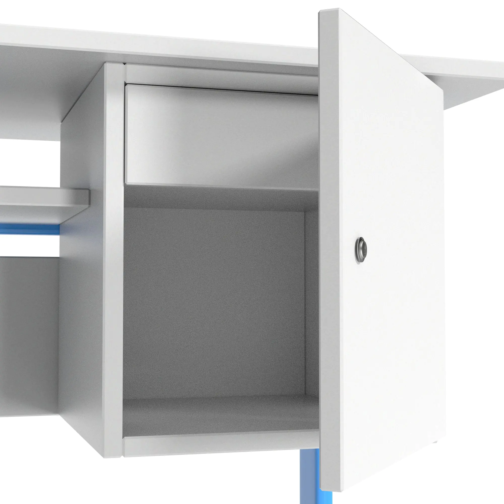 Lehrertisch, 130x65 cm (B/T), 76 cm hoch, Platte: Melamin, ABS-Kante, aus der Kategorie Lehrertische