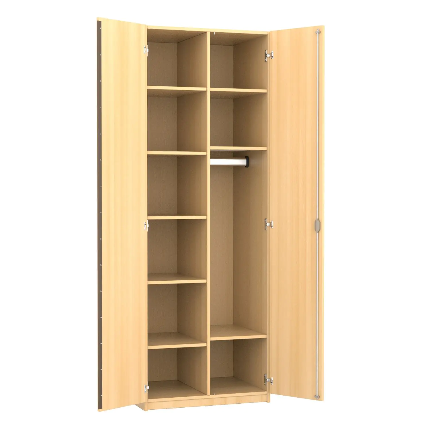 Garderobenschrank, 226 cm hoch,  80x50 cm (B/T), 2 Drehtüren, Garderobenstange rechts aus der Kategorie Schränke