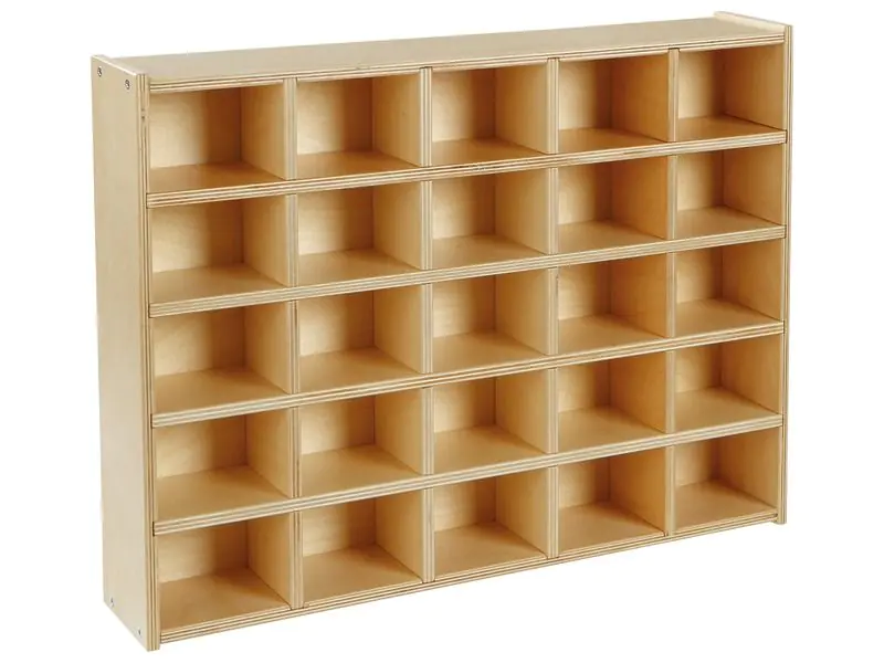 Regal für 25 Schnuller, mit 25 Fächern, B/H/T: 55 x 41 x 10 cm, Maß je Fach B/H/T: 9,5 x 6,5 x 8 cm aus der Kategorie Ablagen